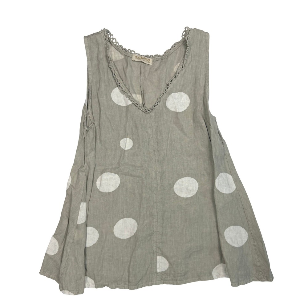Talia Benson Lagenlook Cottagecore Womens Tank Top Taupe Linen